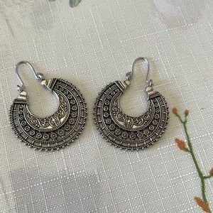 Gypsy Bohemian Vintage Silver Color Hoops Drop